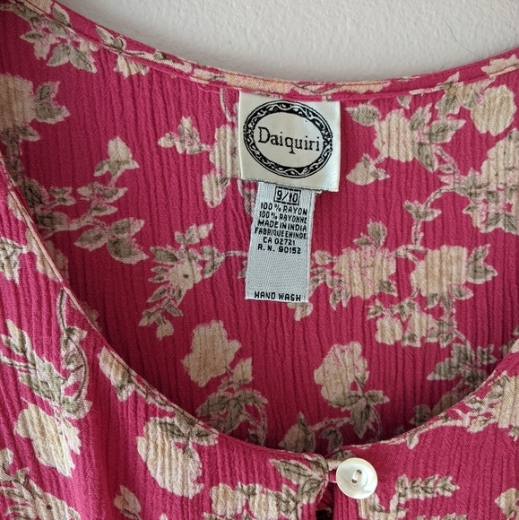 Vintage Raspberry Floral Rayon Dress - Picture 6 of 7